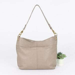 Hobo Pier Pebbled Leather Taupe Convertible Shoulder Bag